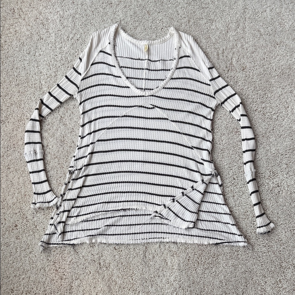 Free People Striped Ribbed Knit Women's Top